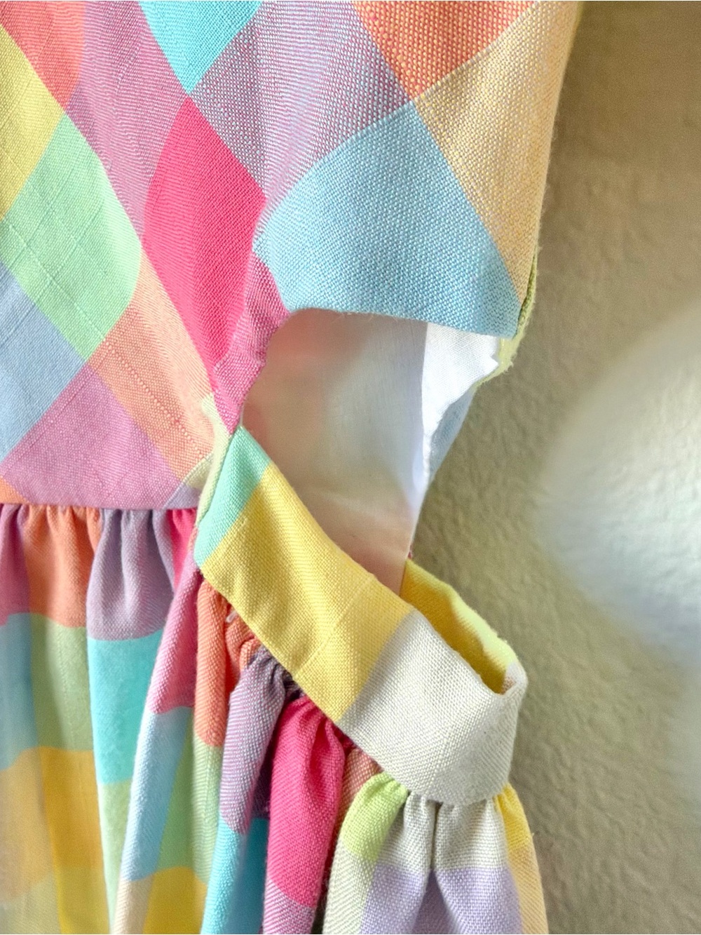 Bonnie Jean Pastel Rainbow Gingham Cutout Sundress - Girls Size 14 - Picture 4 of 8